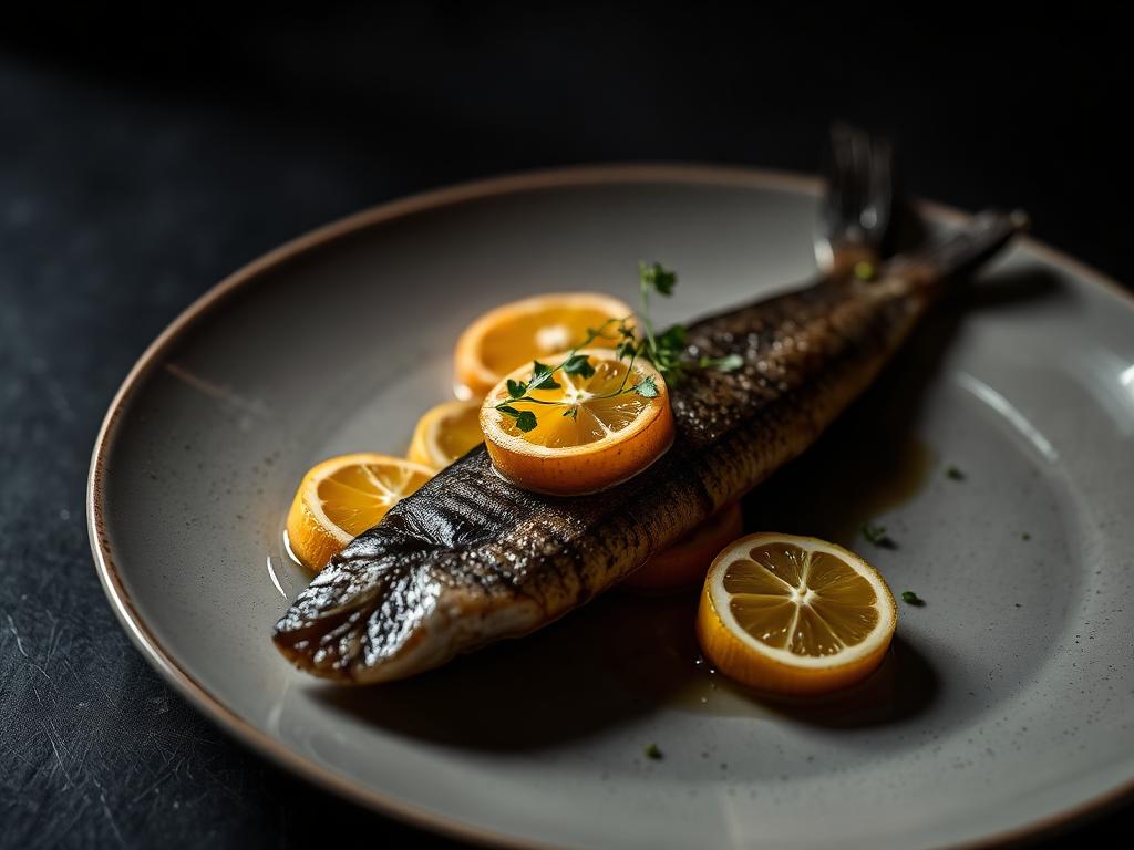 Plated smoked eel with citrus and herbs at Restaurant Estonia